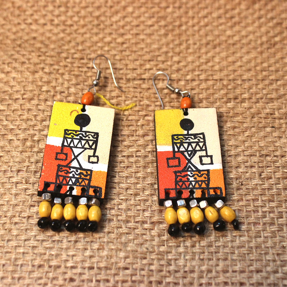 Warli Hand Painted Necklace and Earring Set
