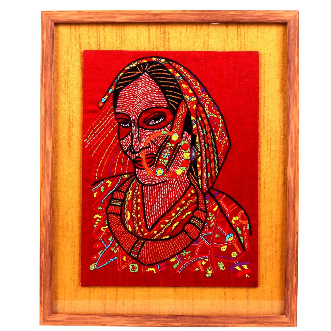 Indha Folk Woman Wooden Frame