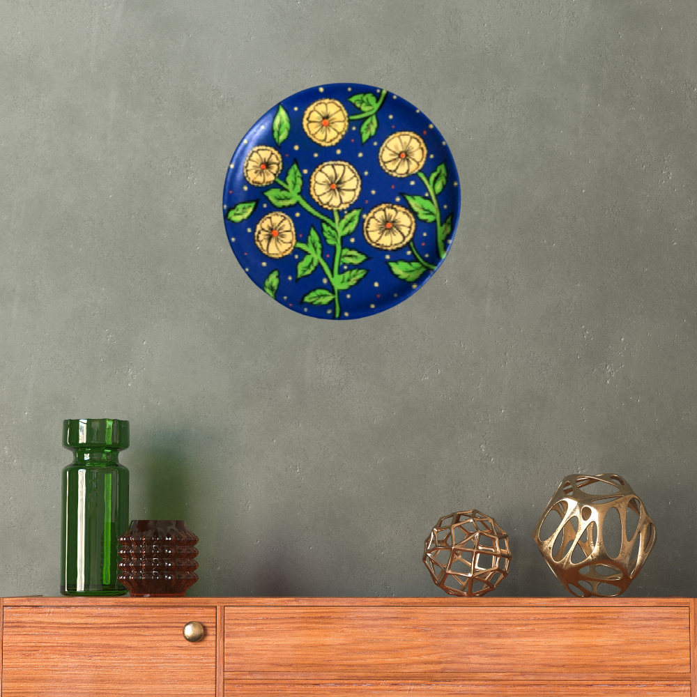 Kalamkari Flowers Wall Plate