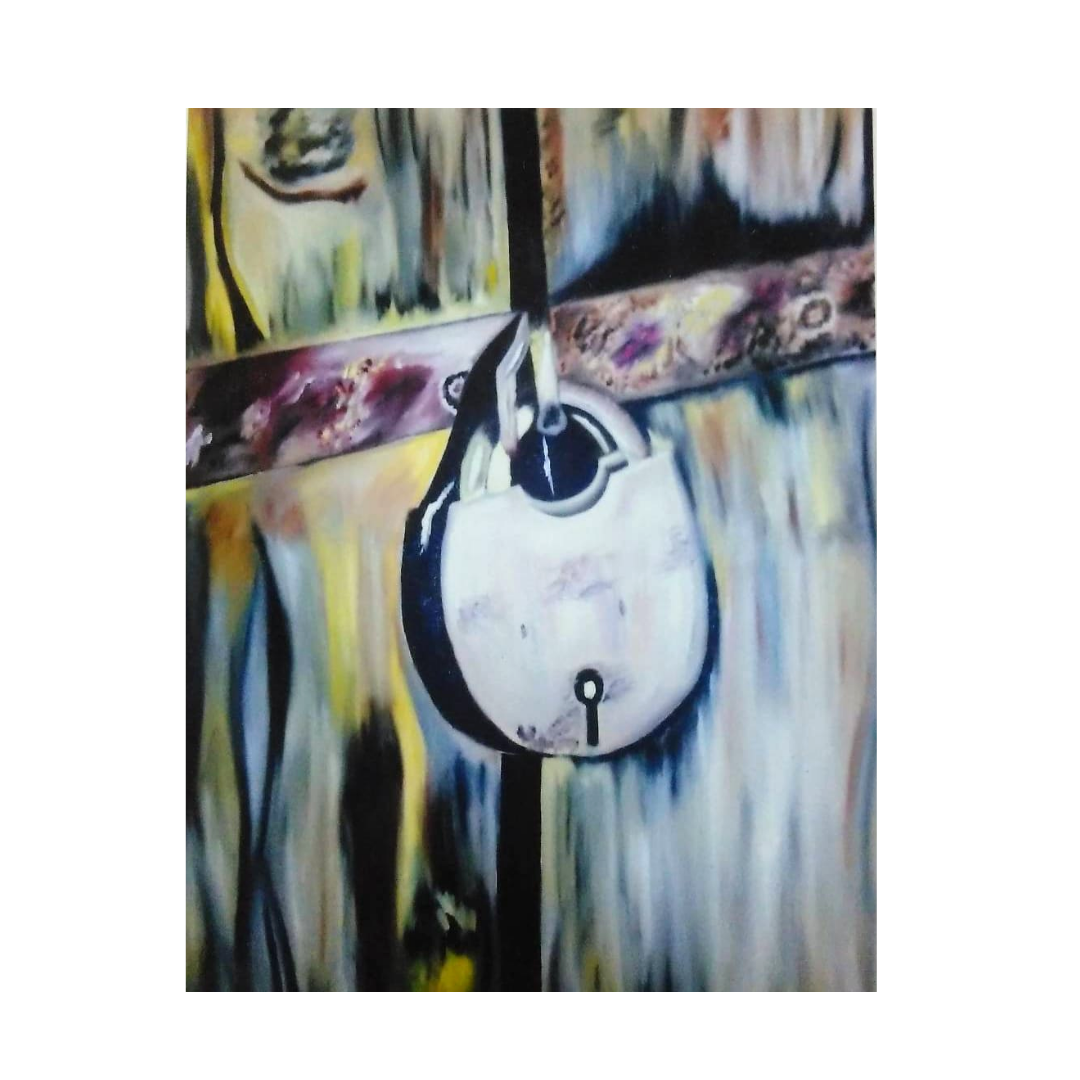 Old Lock and Door - Oil Painting
