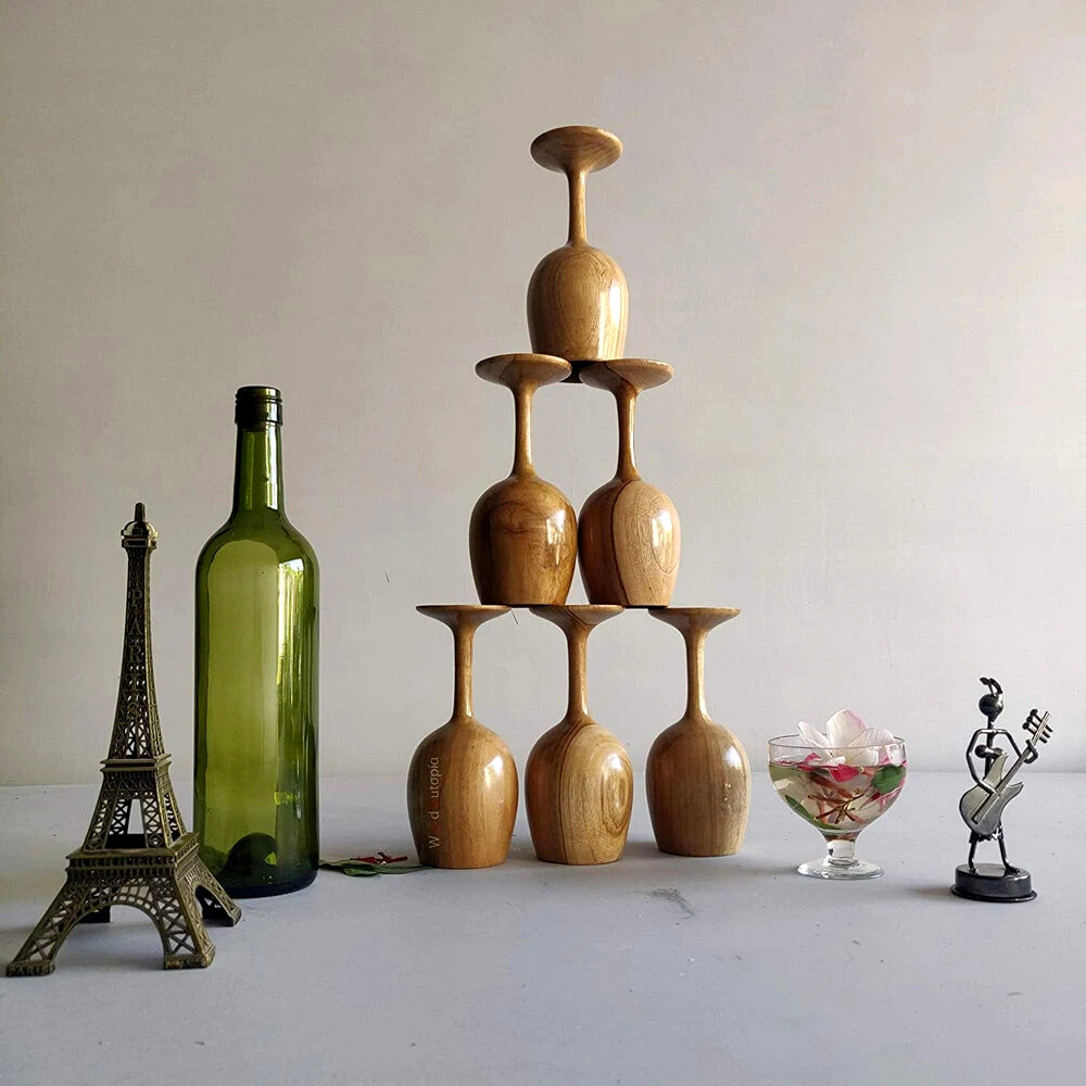 Wooden Wine Glasses (Set of 6)
