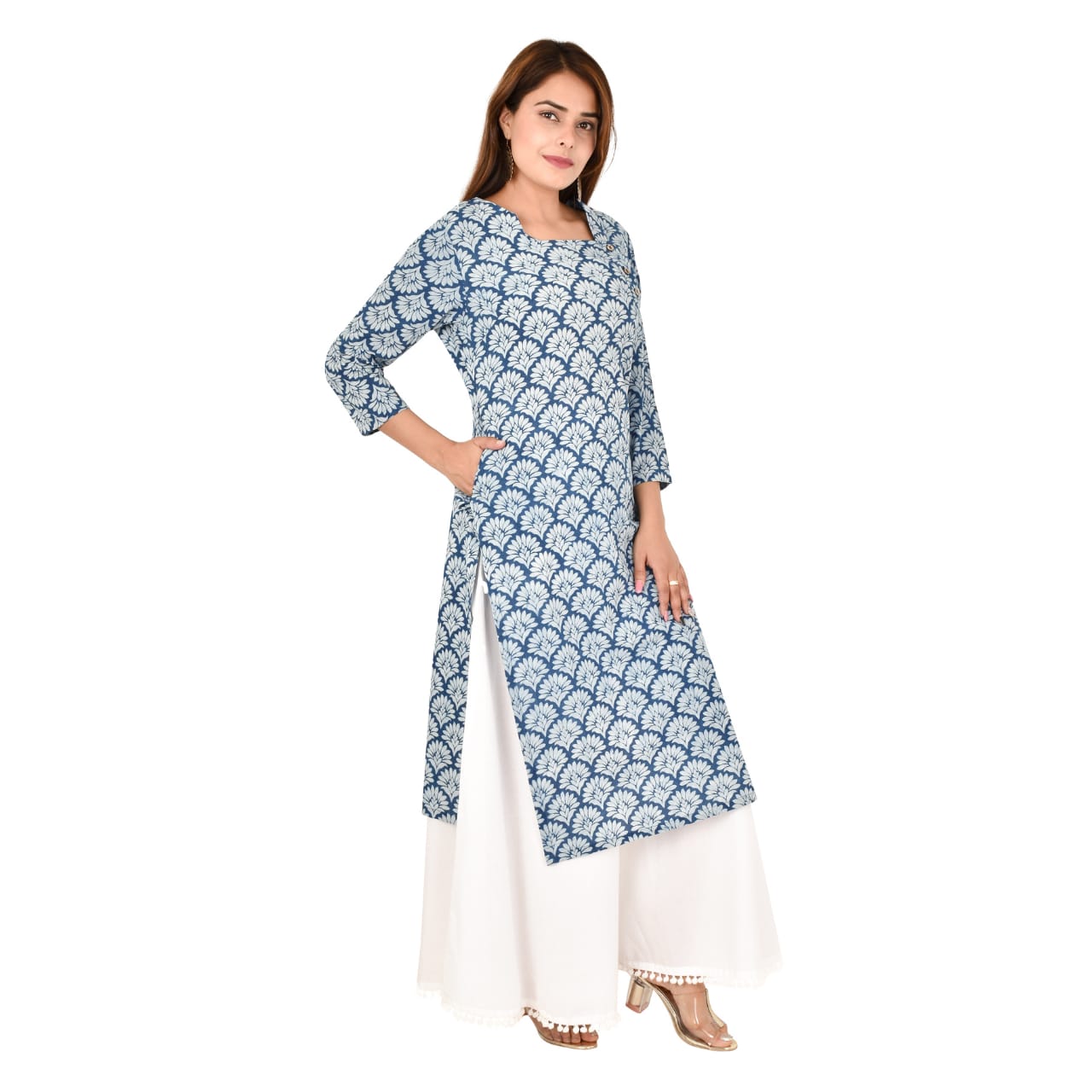 Gauraiya Women Kurta - Indigo Handblock with Pockets