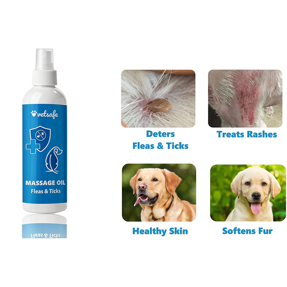 VetSsafe Massage Oil for Dogs Flea and Tick Control (200ml)