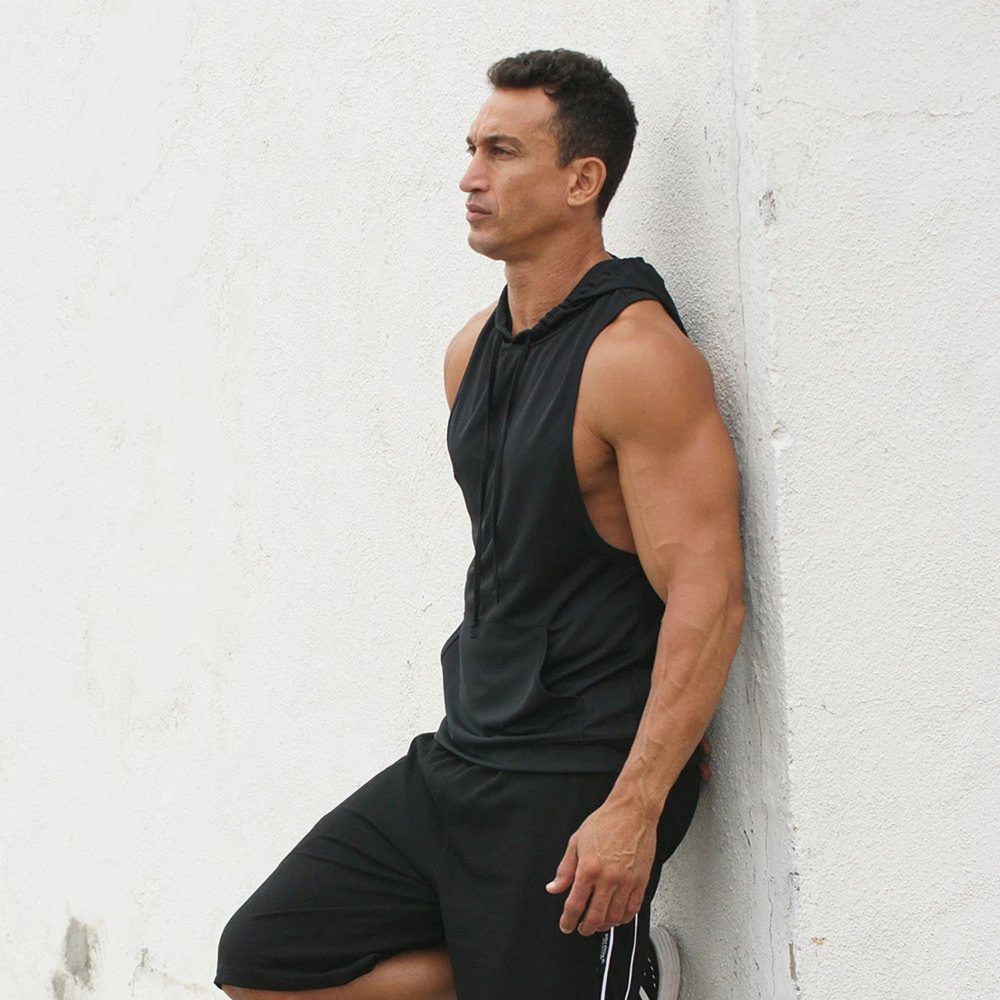Men's Gym Sleeveless Tank Tops Stringer Hoodie
