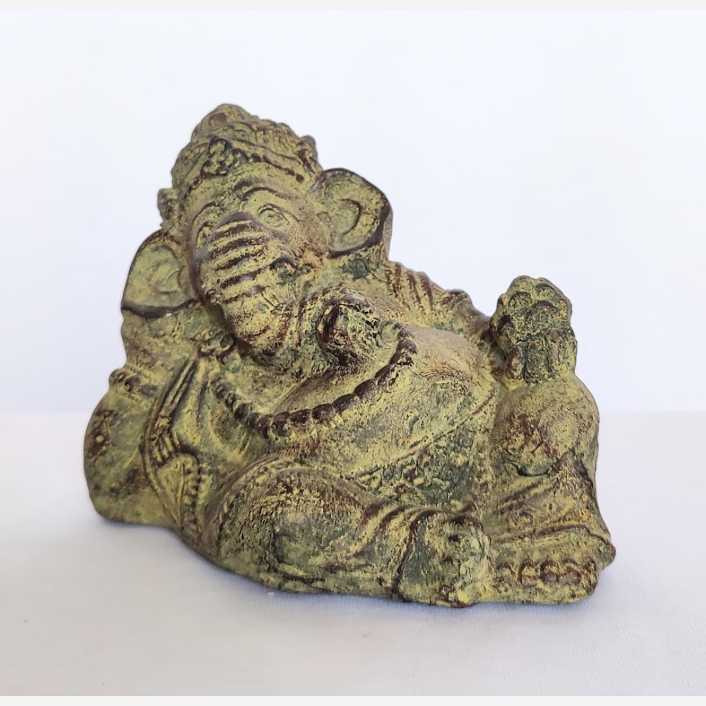 Cute, Resting Lord Ganesha Stone Figurine