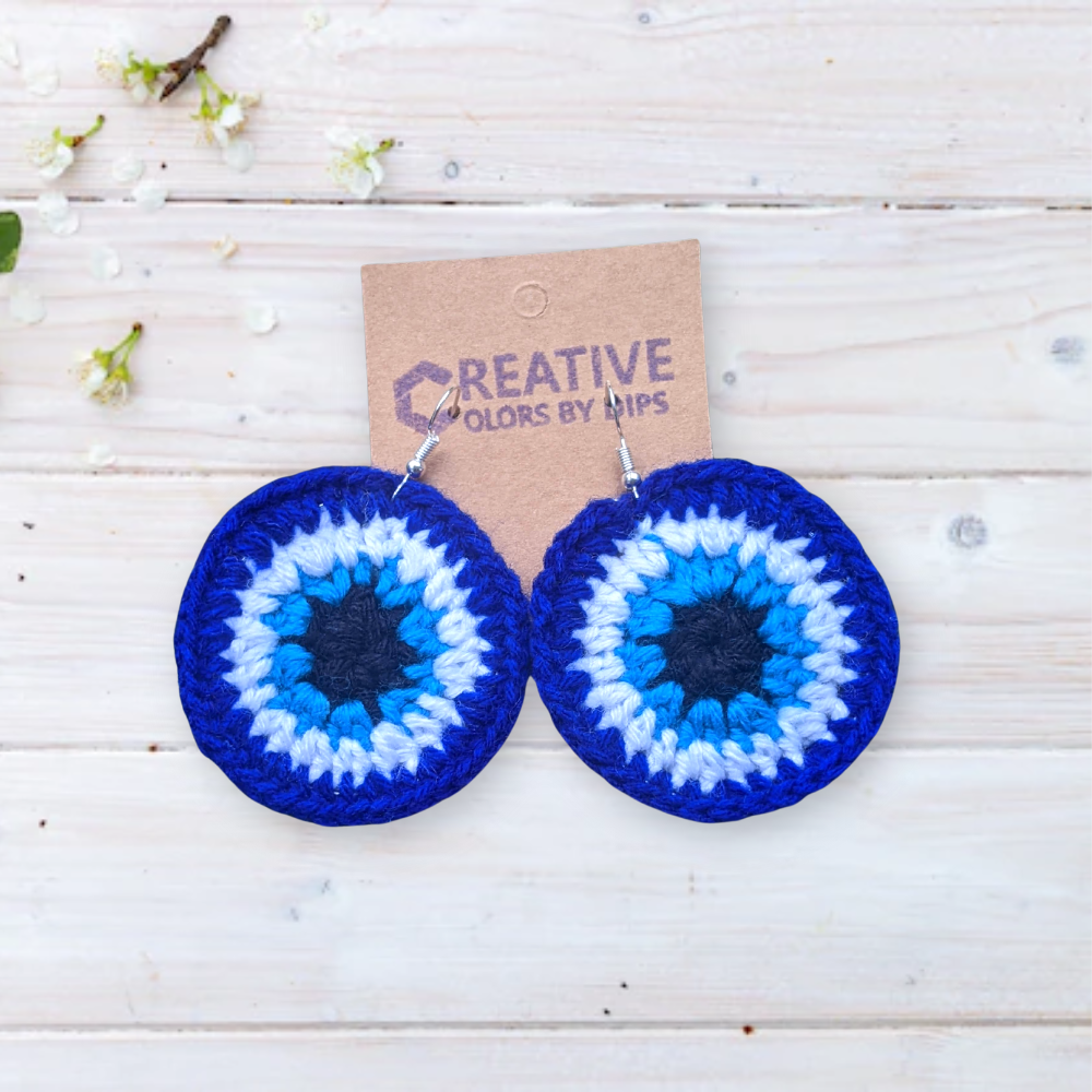 Evil Eye Crochet Earring