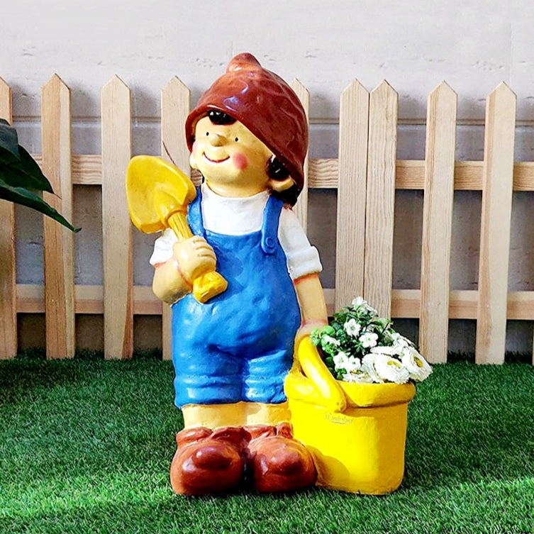 Boy with Bucket and Spade Planter