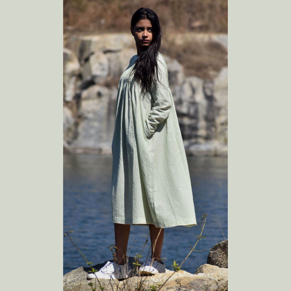 Pin Tuck Cotton Dress