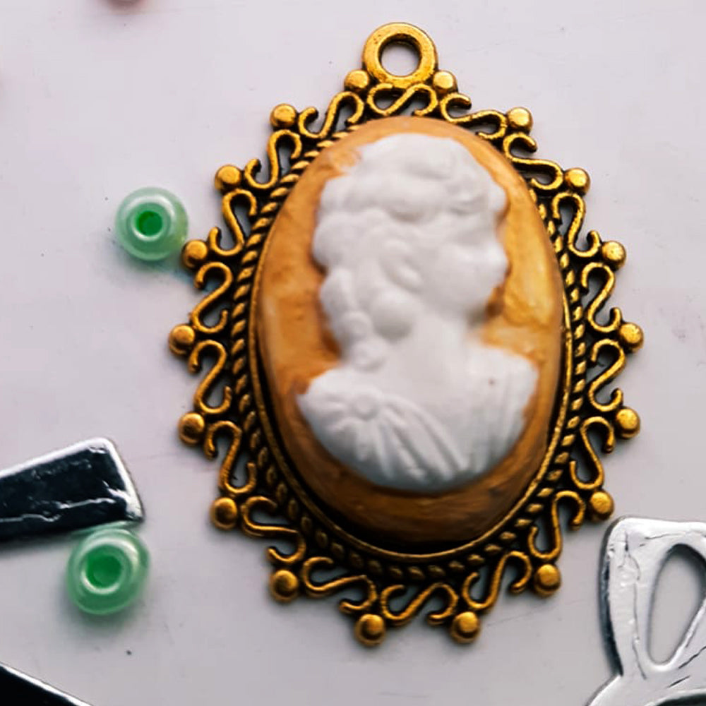 Handmade Polymer Clay Cameo Pendant