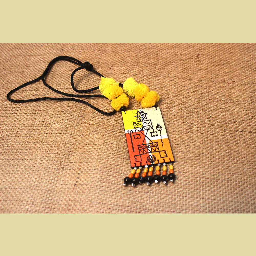 Warli Hand Painted Necklace and Earring Set