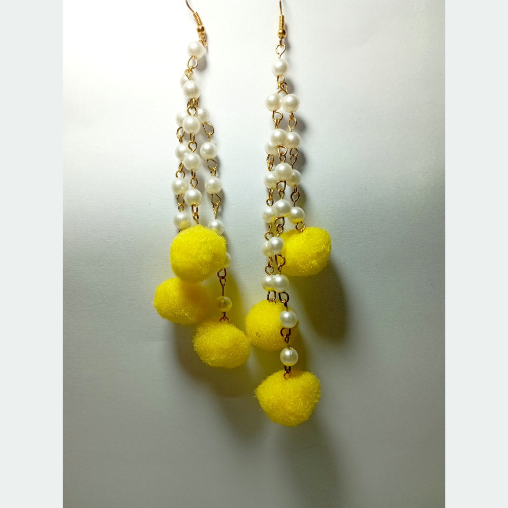 Pom Pom Yellow Earrings