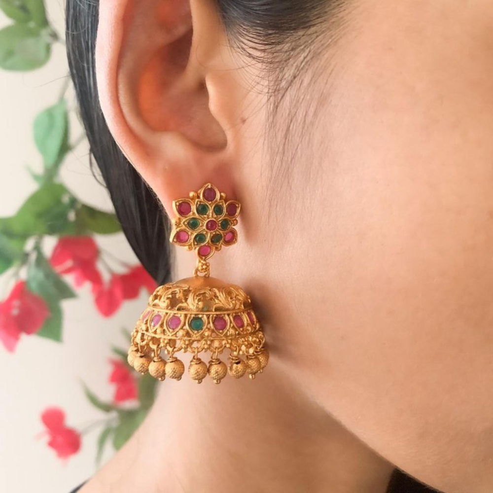 Dahlia Antique Jhumka Earrings