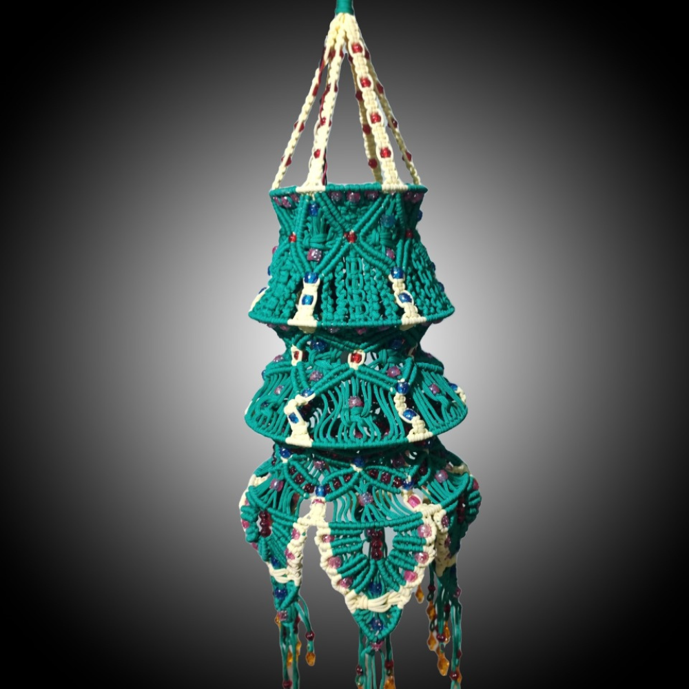 Turquoise and Off White Lantern