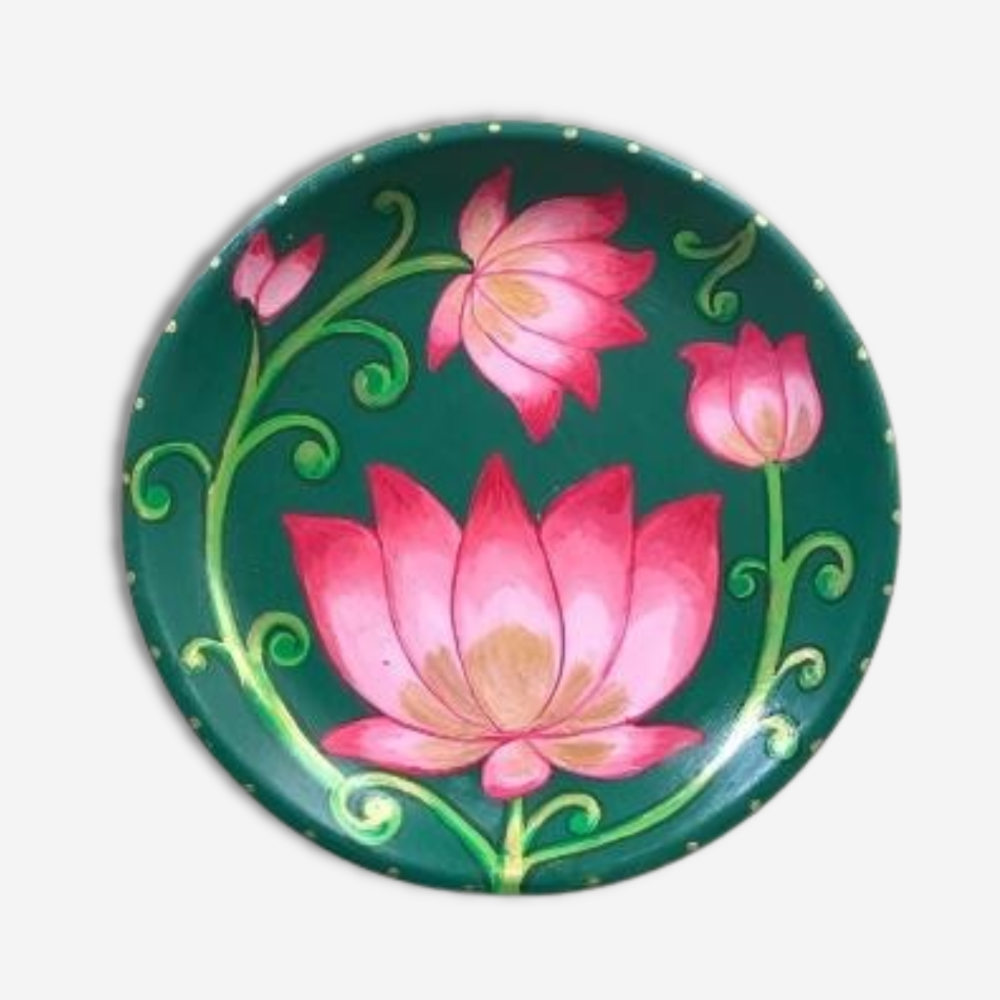 Pichwai Lotus Green Wall Plate