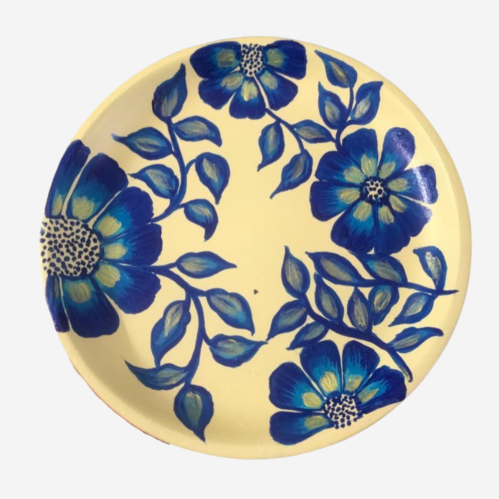 Indigo Flowers on Wall Plate