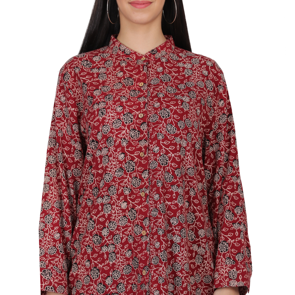 Tunic Kurta in Khadi Cotton Ajrakh Print
