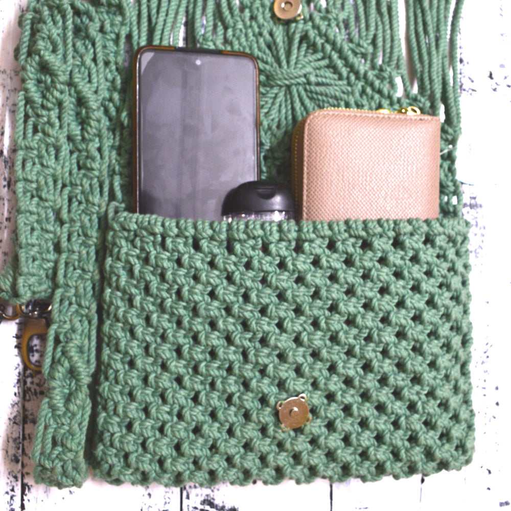 Macrame Sling Bag - Pastel Sage