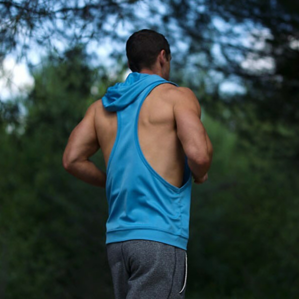 Men's Gym Sleeveless Tank Tops Stringer Hoodie