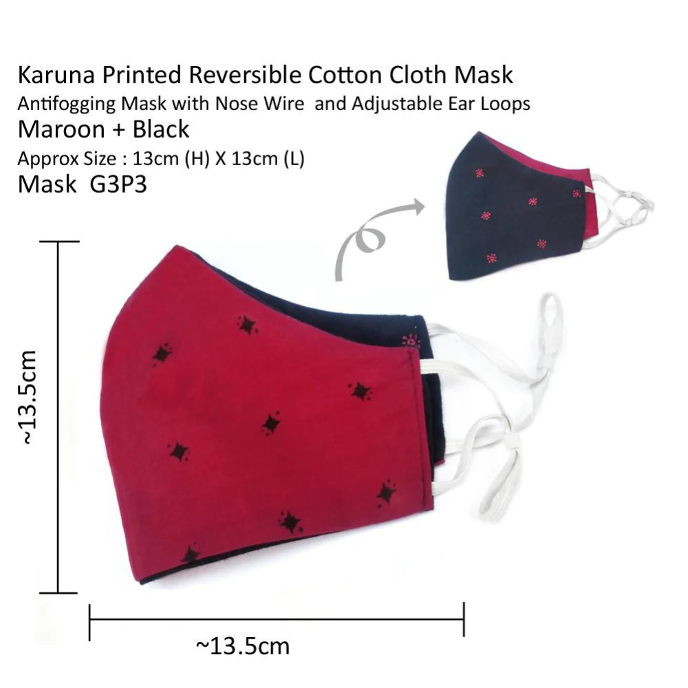 Fairkraft Creations KARUNA - Printed Cotton Cloth Mask G3 (Set of 3)
