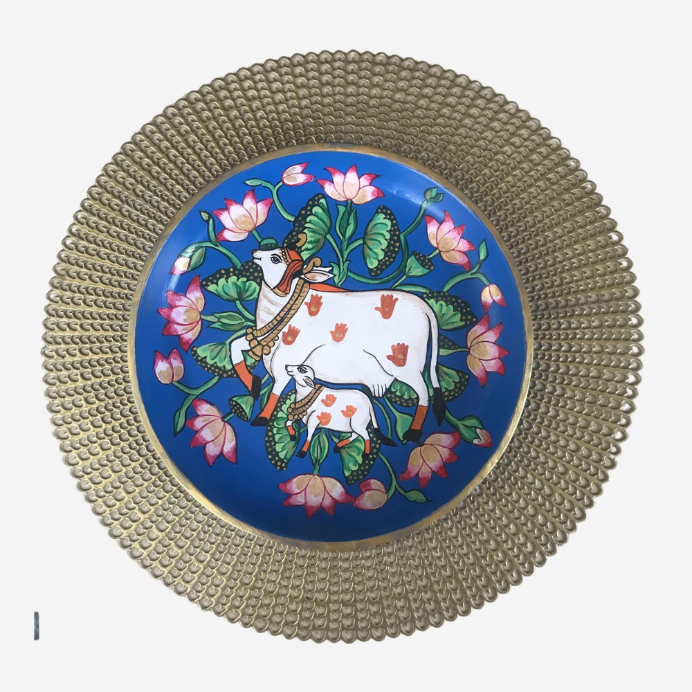 Pichwai Cow and Calf Wall Plate