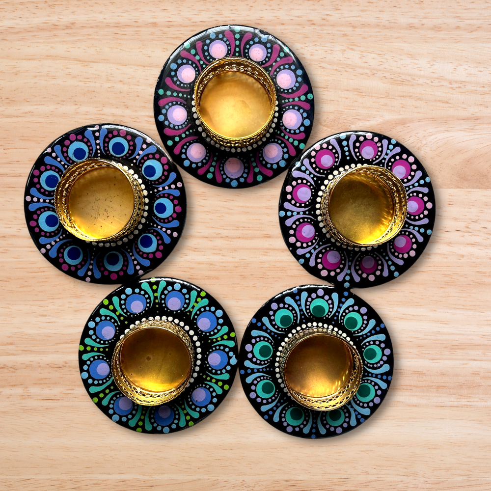 Mandala Diya Stands (Set of 5)