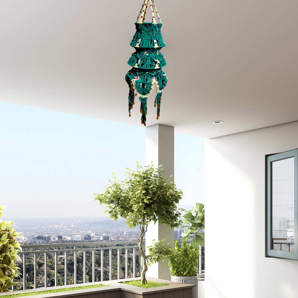 Turquoise and Off White Lantern