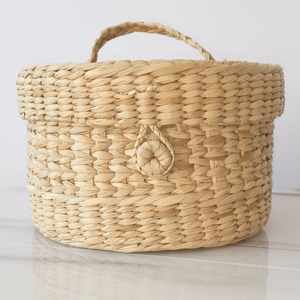 WeCane Round Vanity Basket with a Lid