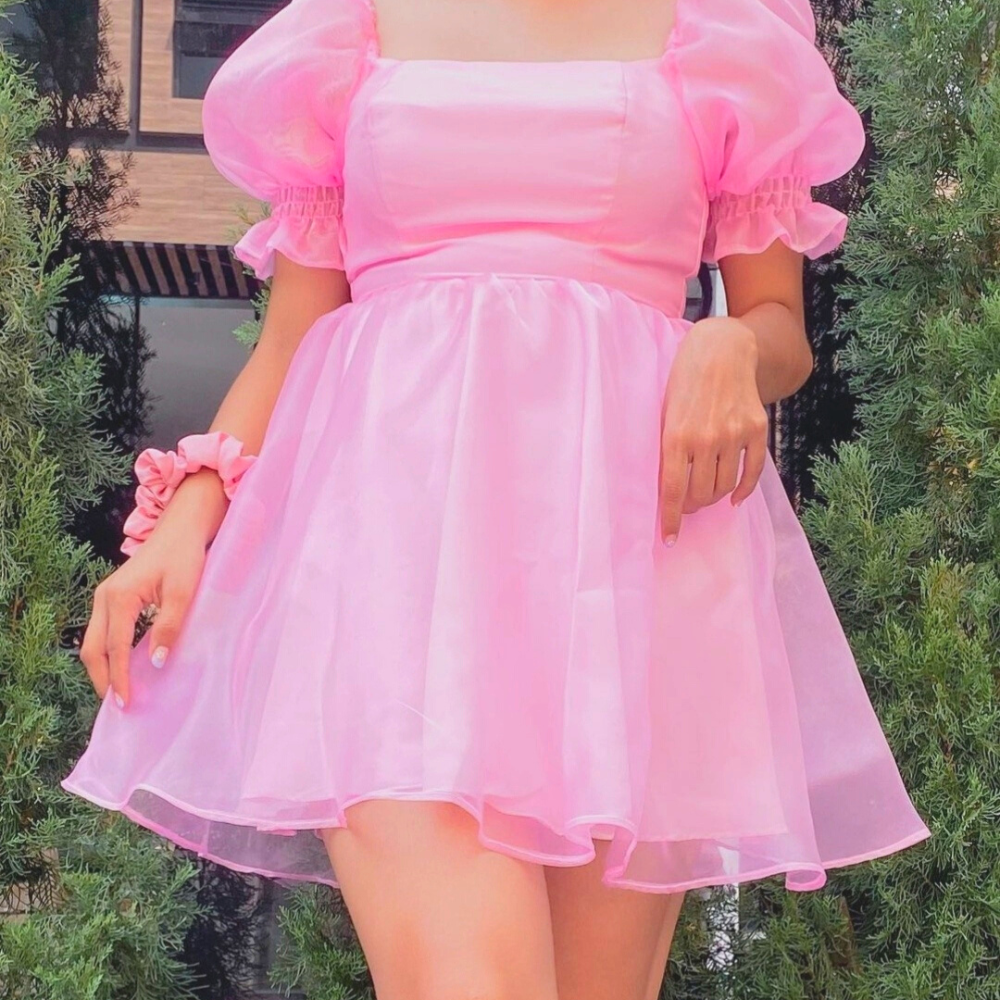 
                  
                    Pink Mini Puffy Dress
                  
                