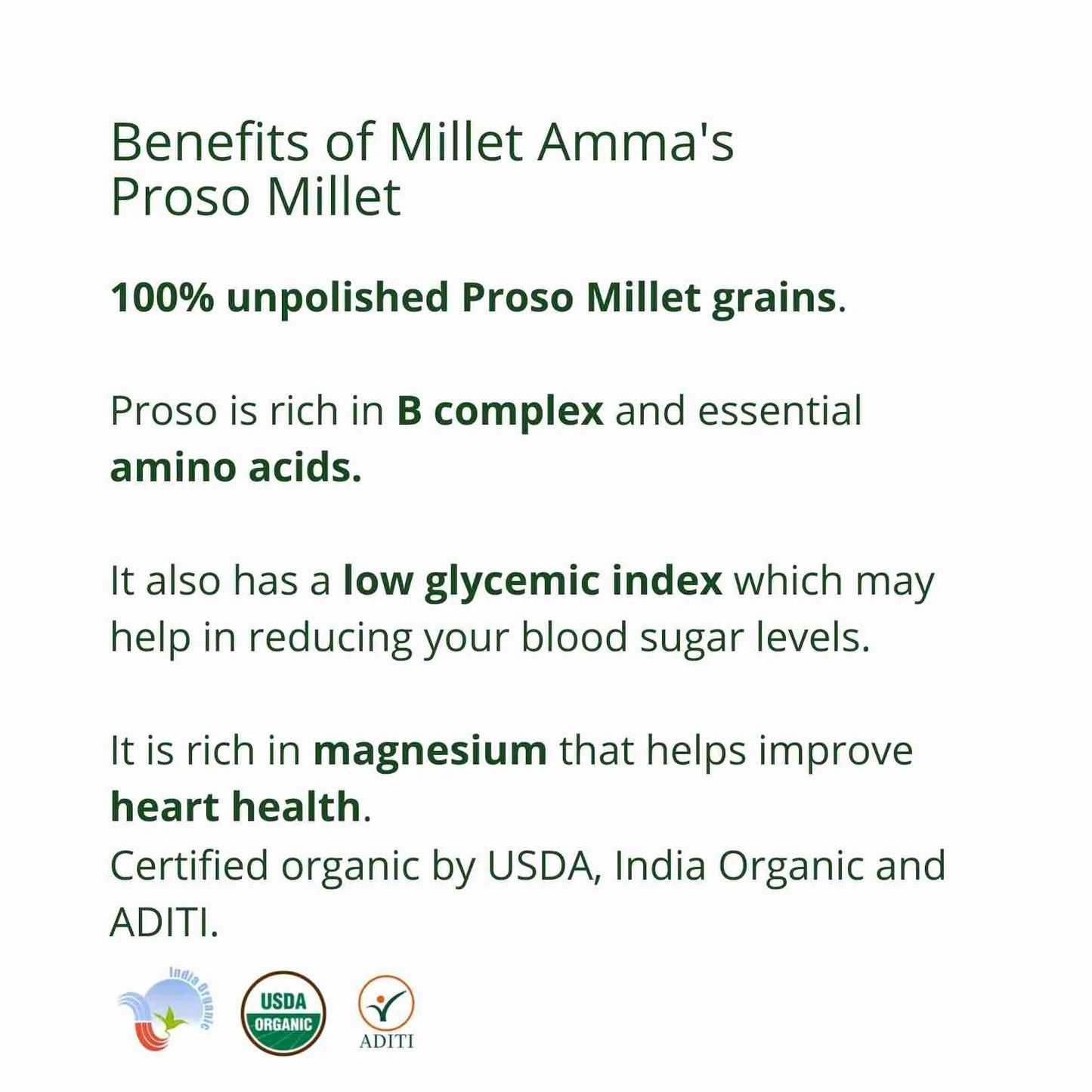 Millet Amma Proso Millet Grains Organic (500g)