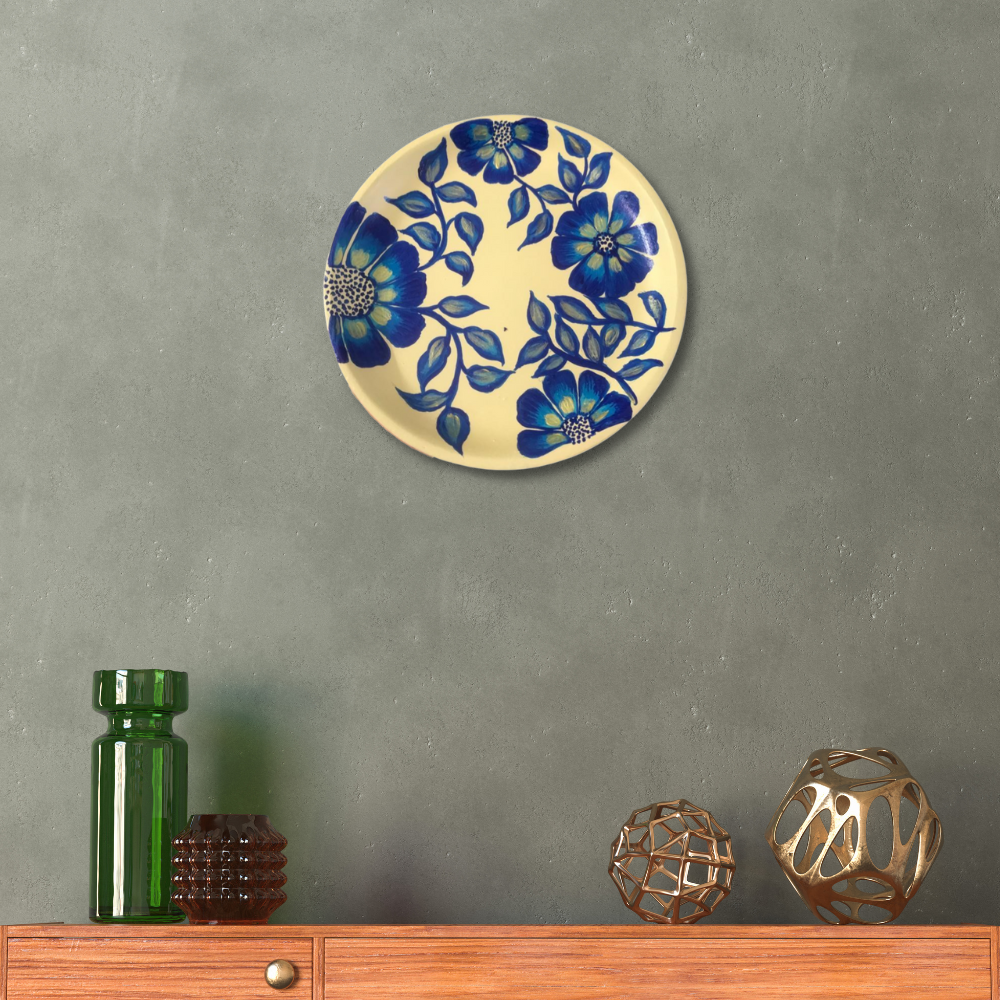 Indigo Flowers on Wall Plate