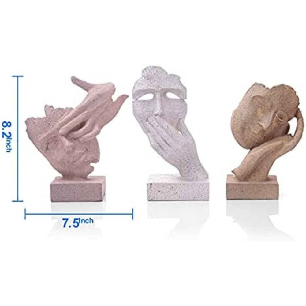 Hand-Face Statue Modern-Art (Set of 3)