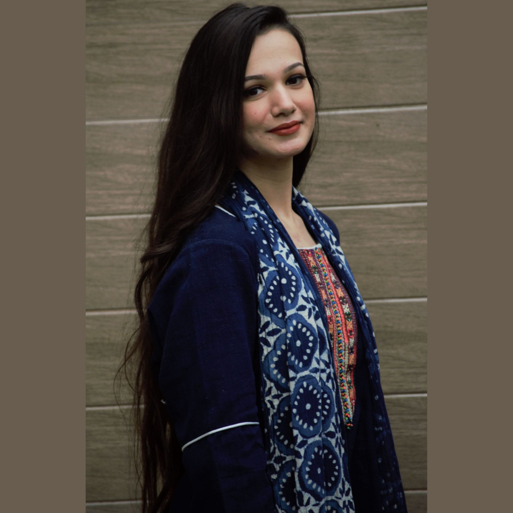 Kala Cotton Handloom Stole with Dabu Indigo Block Print