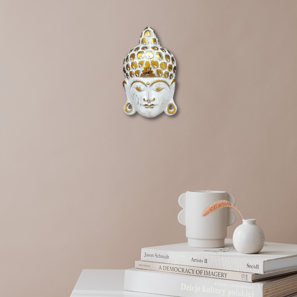 Handcrafted Wooden Buddha Face Mask Wall Hanging