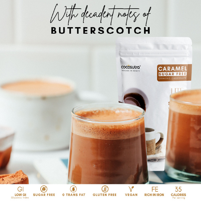 Cocosutra LITE - Sugar Free Drinking Chocolate Mix - Caramel (200g)