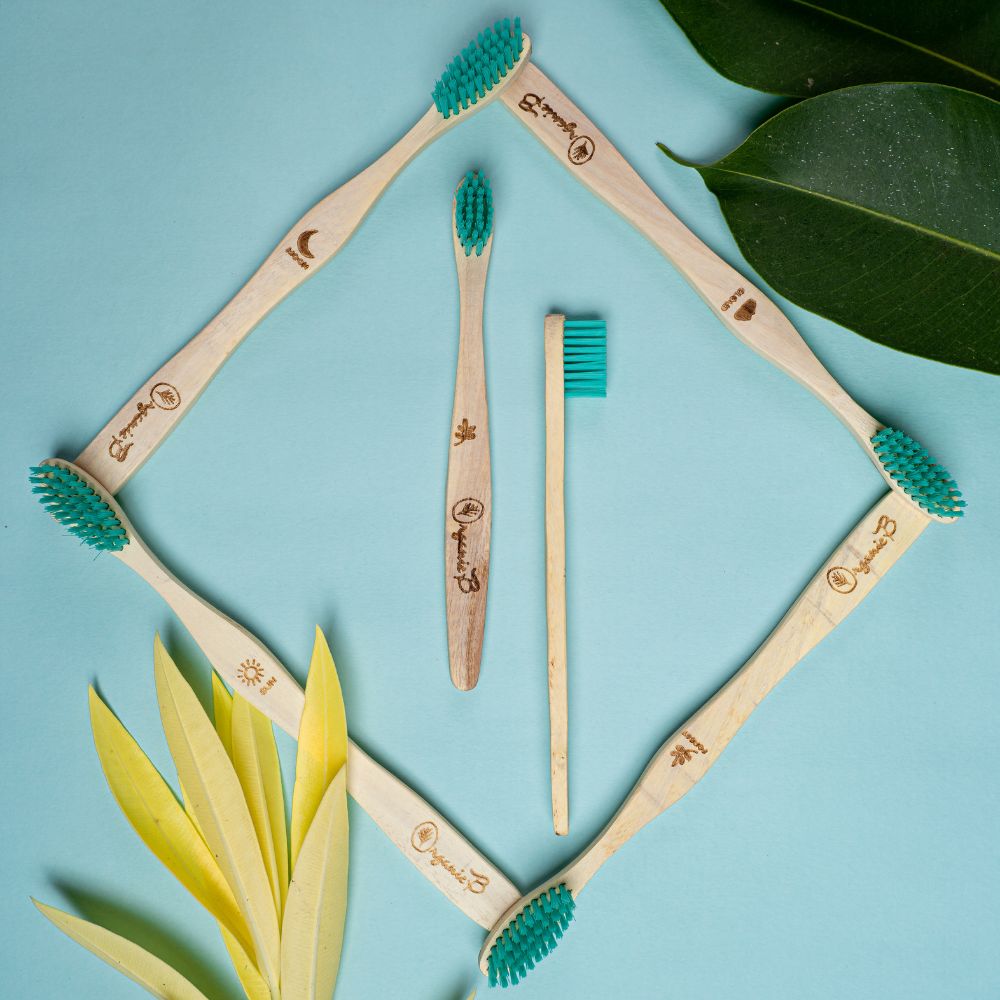 Neem Toothbrush with Charcoal Bristles (Pack of 4)