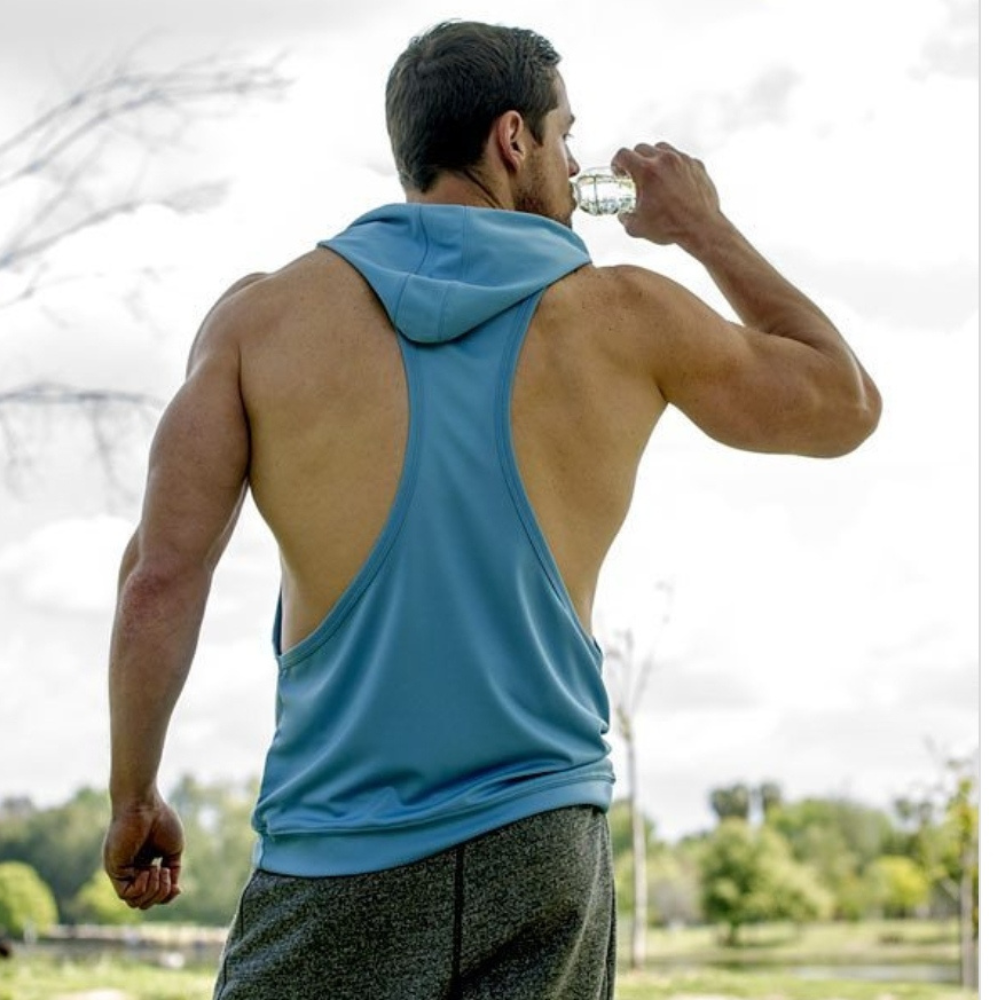 Men's Gym Sleeveless Tank Tops Stringer Hoodie