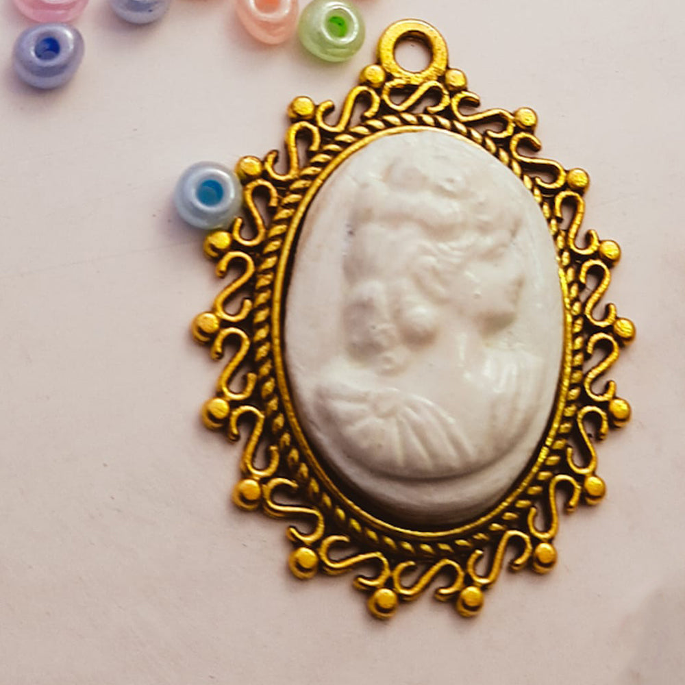 Handmade Polymer Clay Cameo Pendant