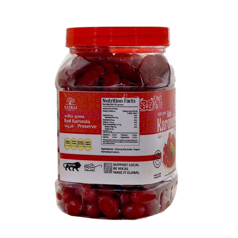 NATRAJ The Right Choice Candied Karonda Red Cherries|Glazed Candied Cherry|Murabba Karonda Glazed|Ideal for Cakes & Cookies Decoration (800g)