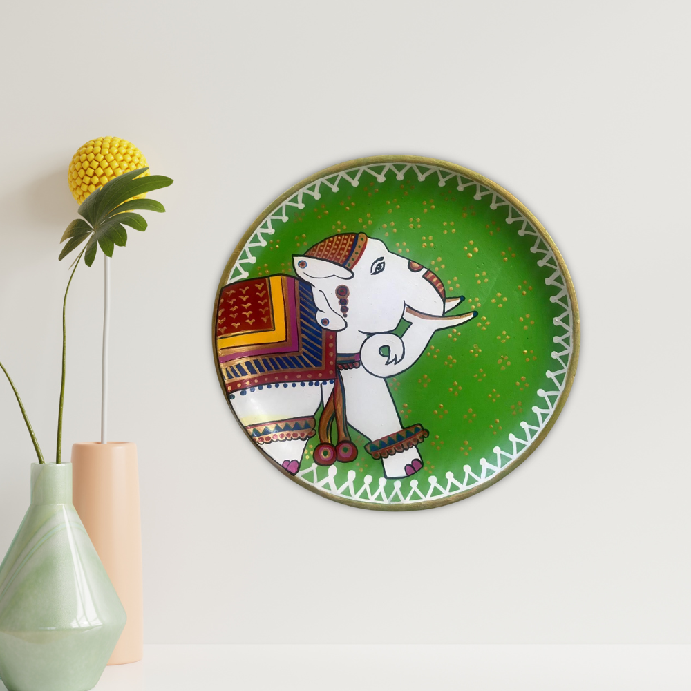 Pichwai Elephant Hand-painted Wall Plate