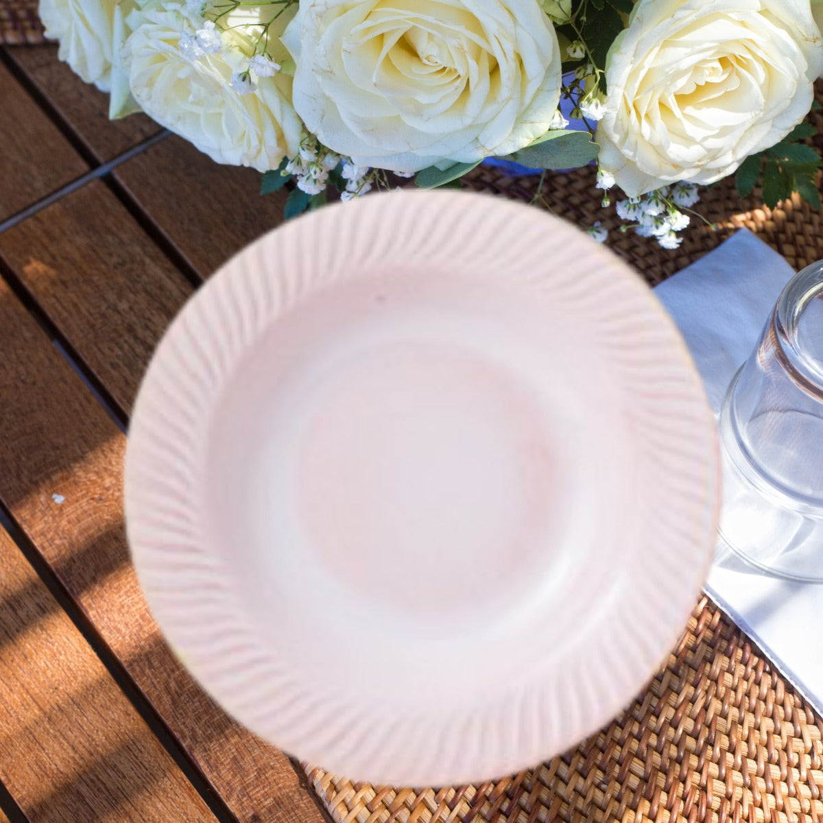 Maatikosh Handcrafted Salad/ Pasta Plate- Baby Pink