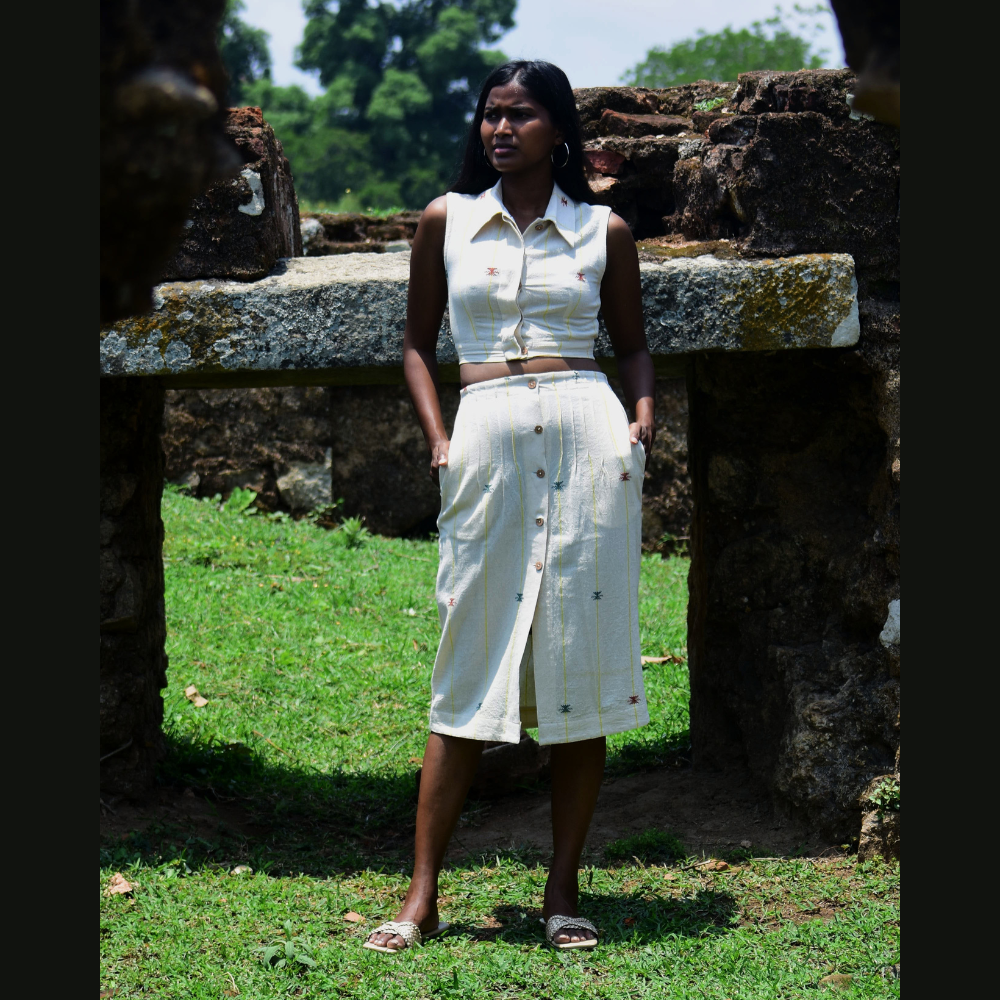 Collared Sleeveless Top and Skirt