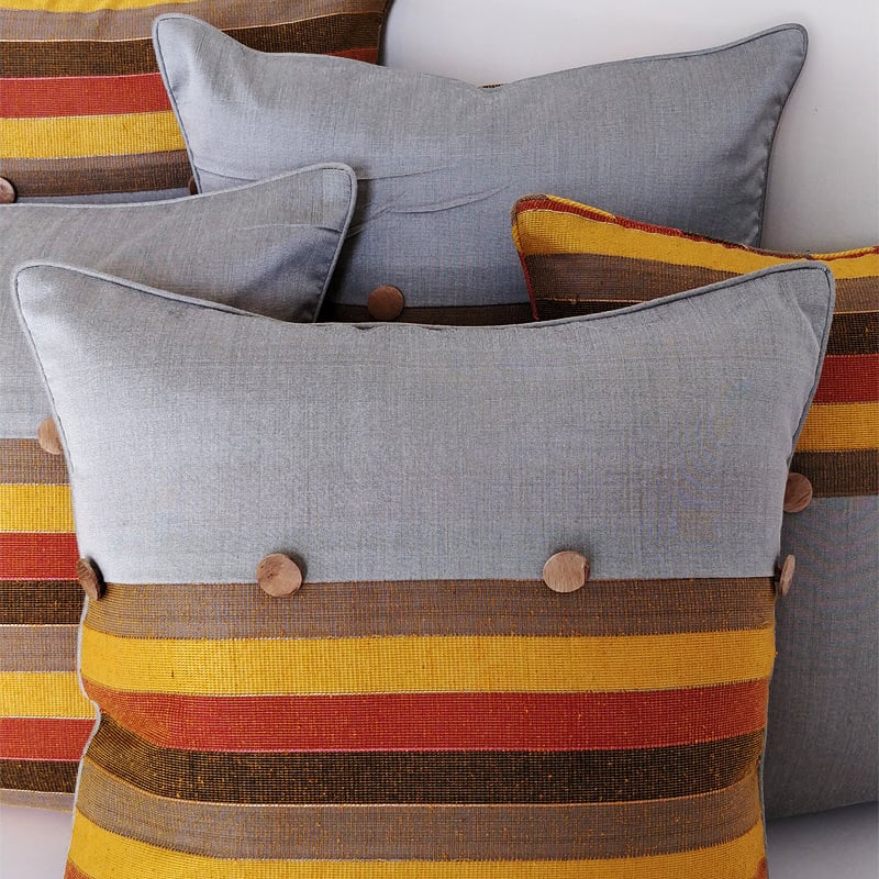 Grey Banarasi Silk Cushion Covers (Set of 5)
