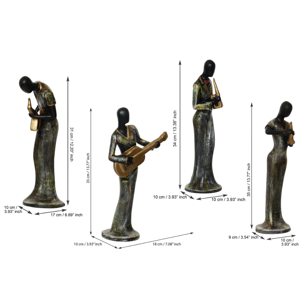 Musical Instrument Playing Statues Showpieces (Set of 4)