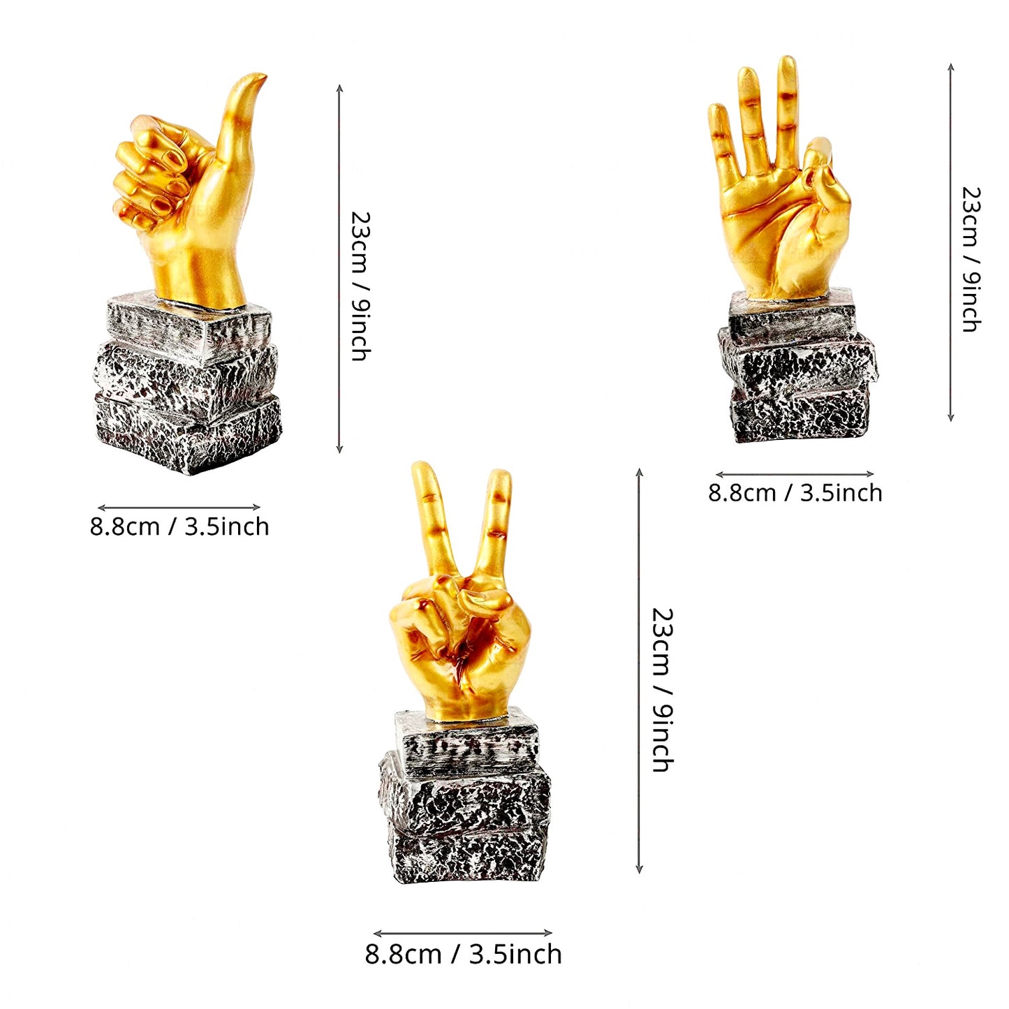 Hand Signs Statues (Set of 3)
