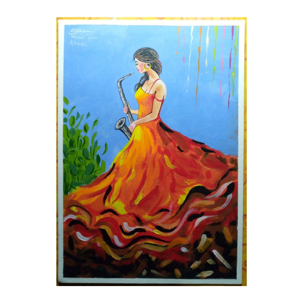 The Saxophone Player Acrylic Painting