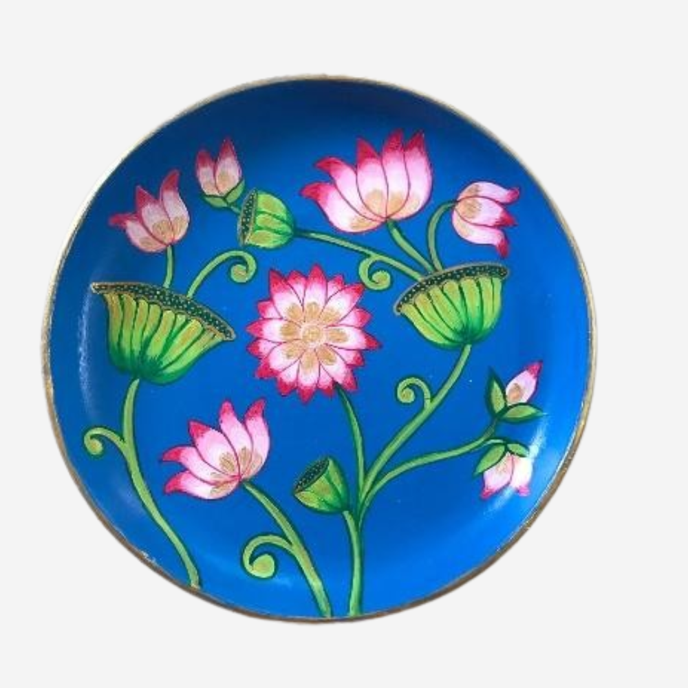 Pichwai Lotus Artwork Wall Plate
