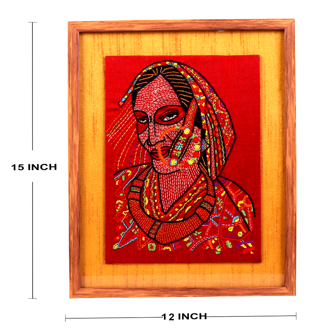 Indha Folk Woman Wooden Frame