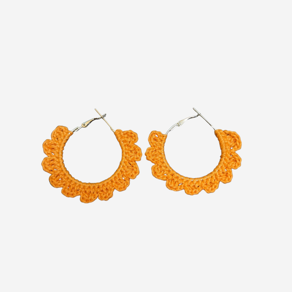 Orange Flower Crochet Earrings
