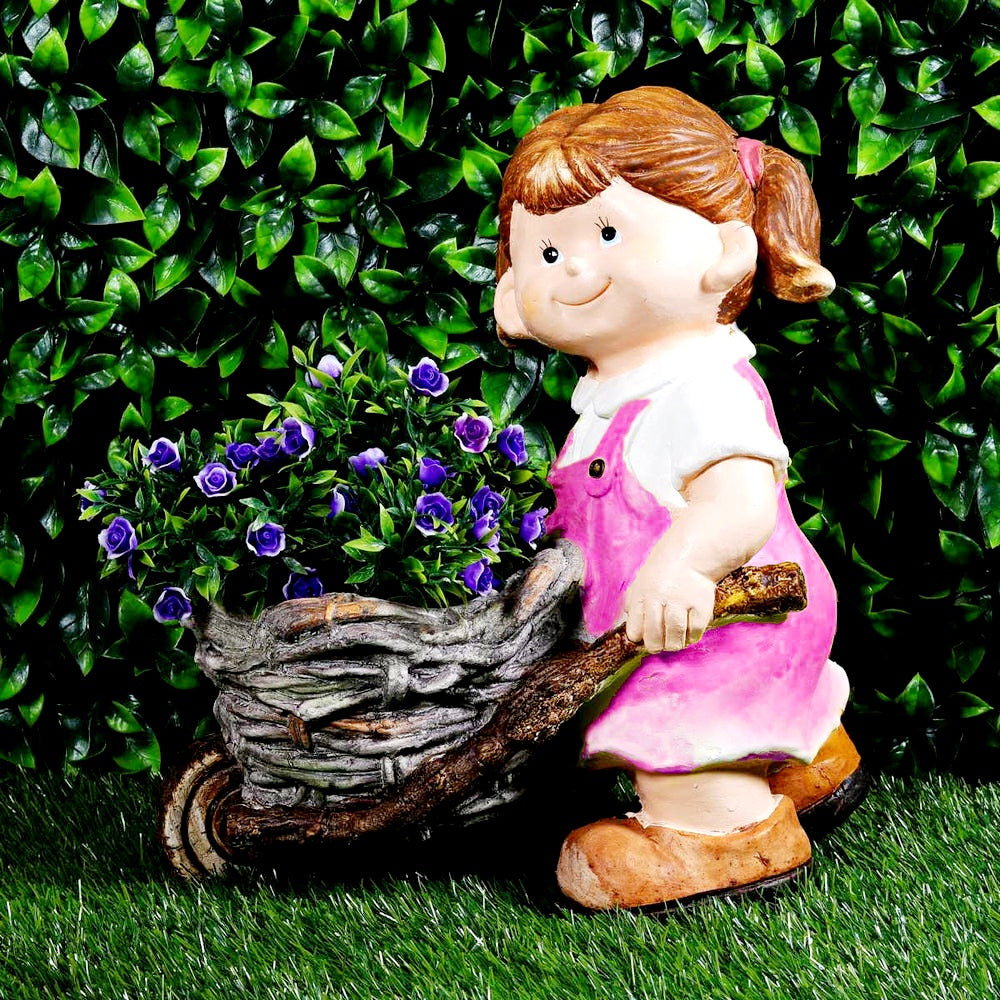 Girl Holding Cart Planter