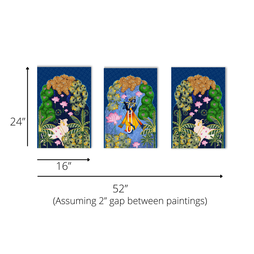 INDIAN COLOURFUL PICHWAI Wall Painting (Set of 3)